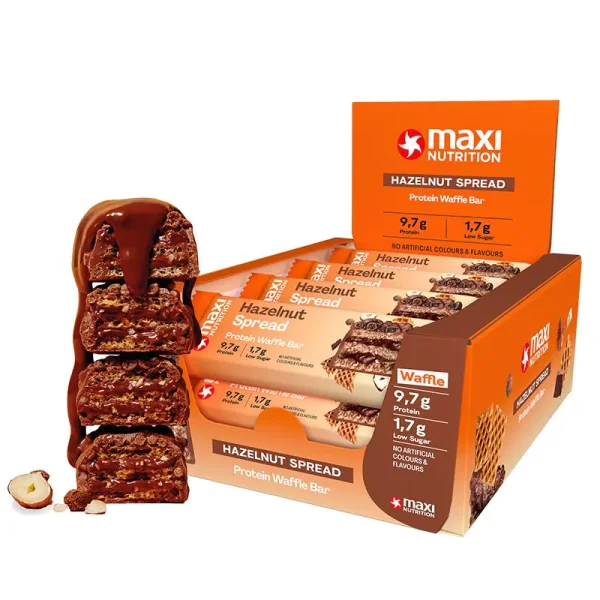 MaxiNutrition Protein Waffle Bar 12x39g CHRUNCH HAZELNUT SPREAD