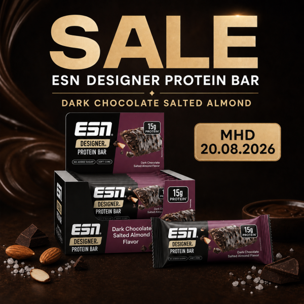 ESN Designer Bar Box 12x45g Dark Chocolate Salted Almond MHD 20/08/26