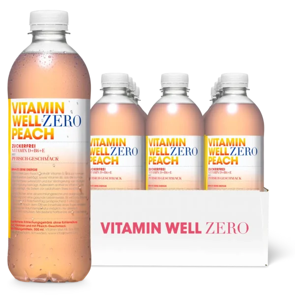 Vitamin Well Drink 12x500ml ZERO Peach
