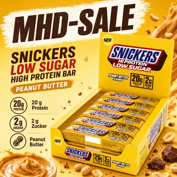 Snickers LOW SUGAR High Protein Bar (12x57g) Peanut Butter MHD 06.08.2026